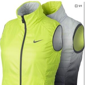 Nike Women's Reversible Therma Vest Grey & Neon Yellow size Large